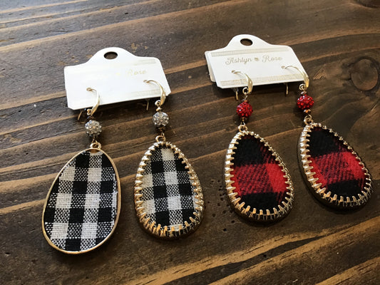 Plaid Teardrop Earrings