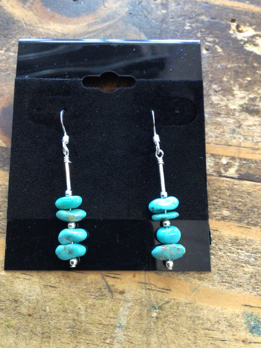 SS 4 Turquoise Stone Dangle ER