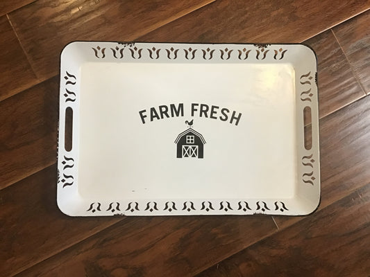 Large White Farm Enamel Tray