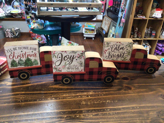 Christmas Buffalo Plaid Truck Block