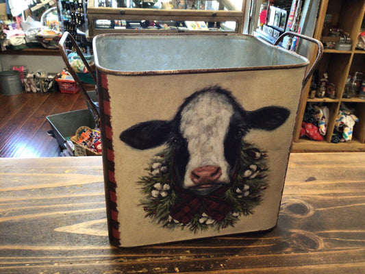 Christmas Cow Bin