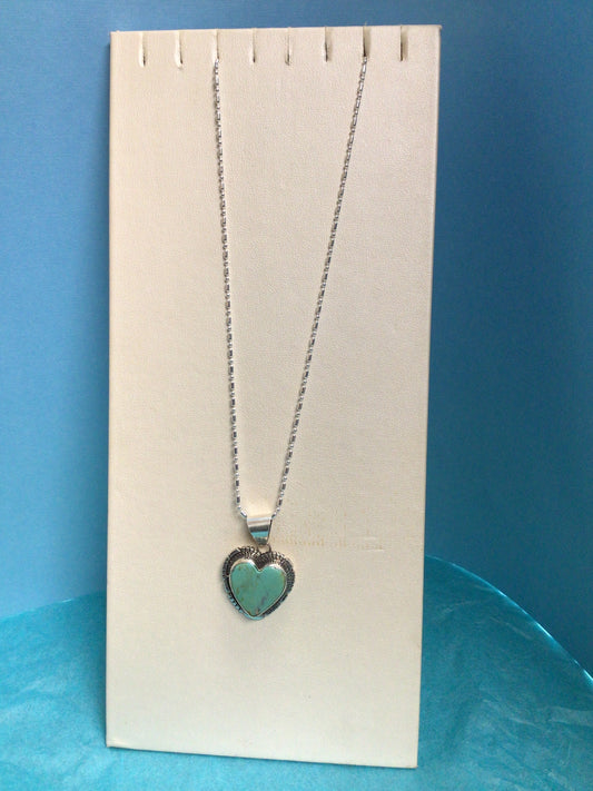 SS Large Heart Turquoise Stone Necklace
