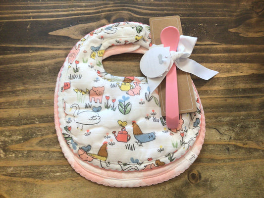 Chicken Floral Bibs And Spoon