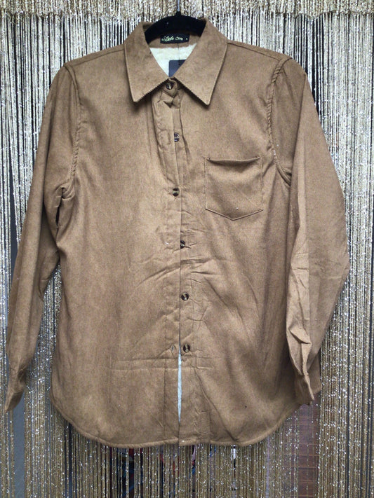 Solid Corduroy Fleece Lined Button Down
