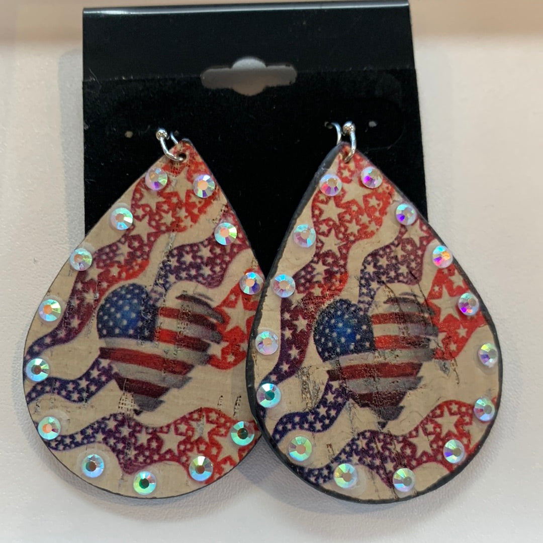 USA Heart Dangle ER