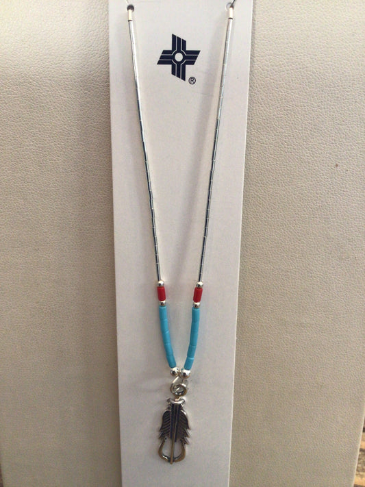 SS Beaded Feather Necklace