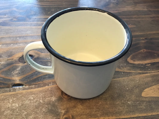 Cream Enamelware Mug