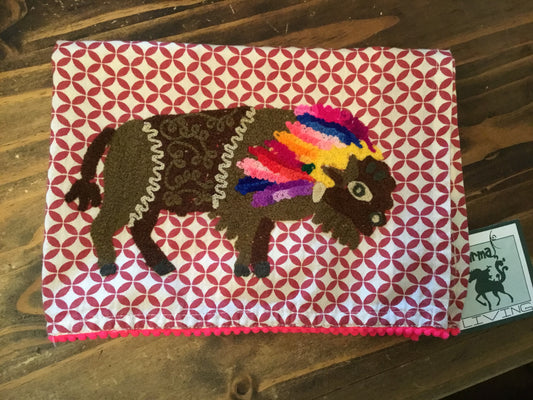 Bison Embroidery Cotton Tea Towel