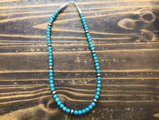 SS Real Turquoise Beaded Necklace