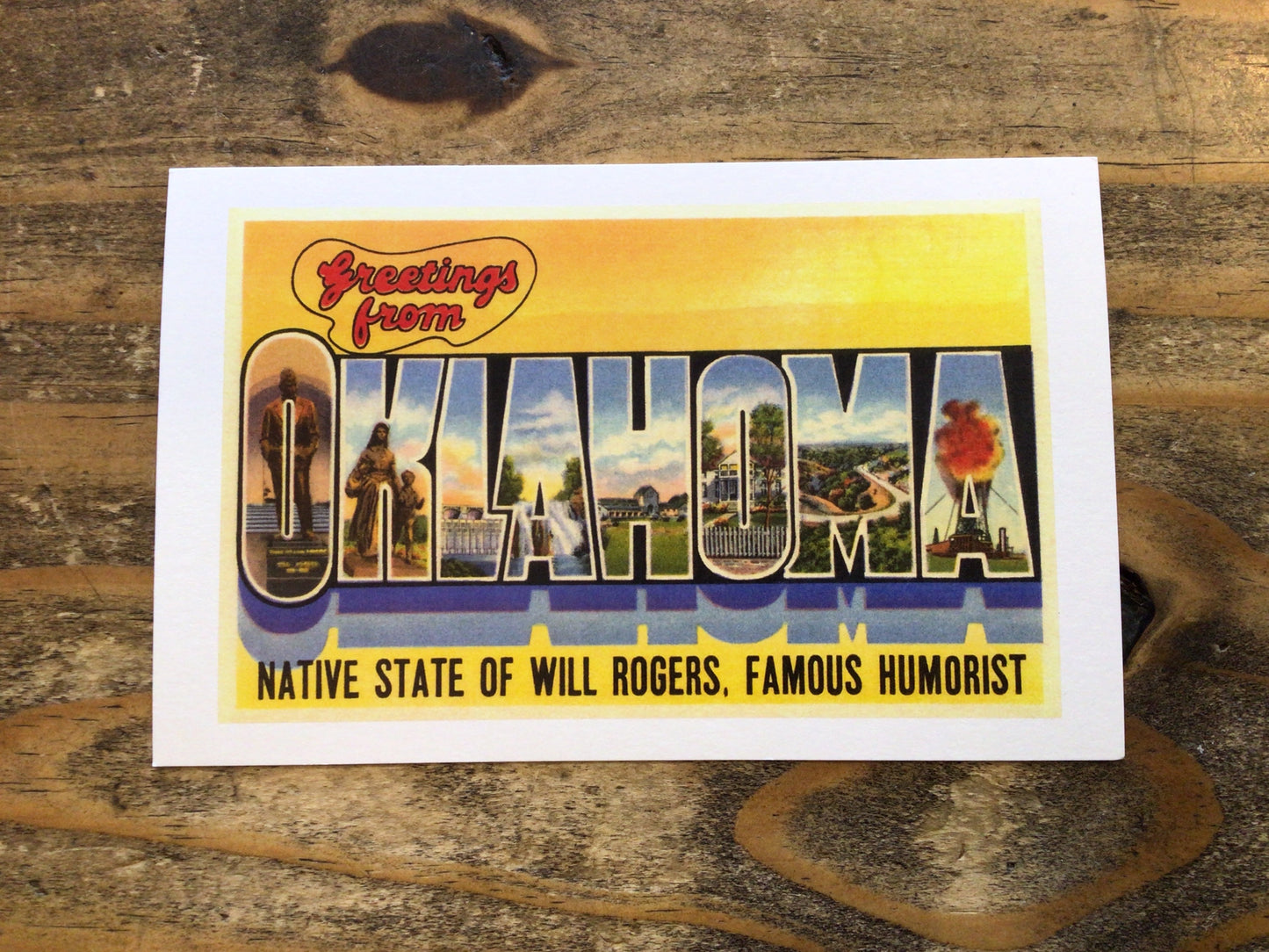 Greetings From Oklahoma (Yellow) Postcard