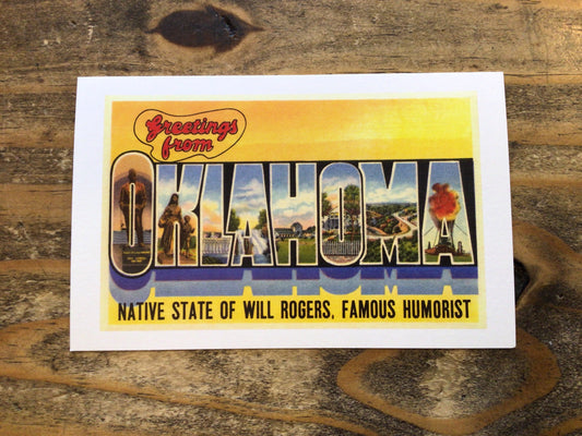 Greetings From Oklahoma (Yellow) Postcard