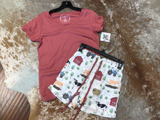 Farm Life Pajama Short Set