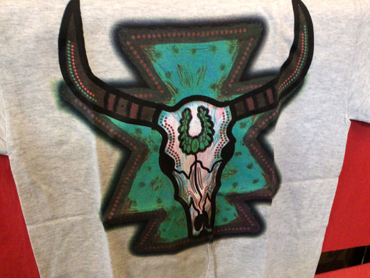 Teal Cow Skull T-Shirt