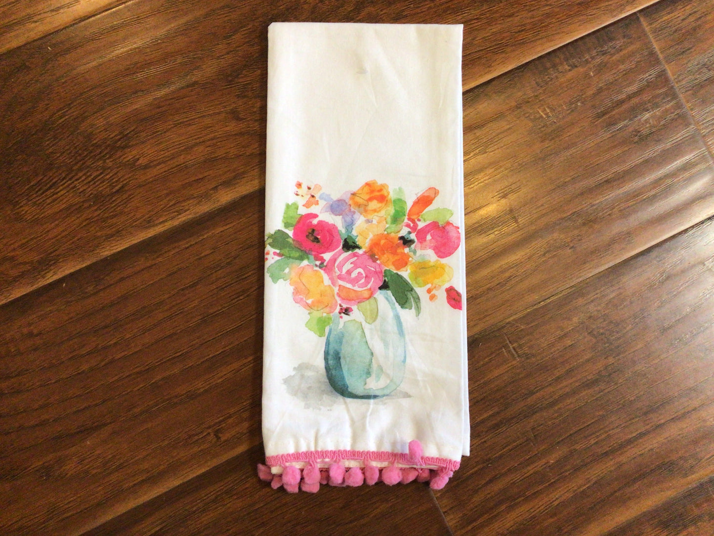 Pink Flower Vase Tea Towel