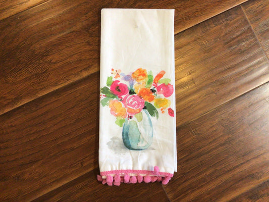 Pink Flower Vase Tea Towel