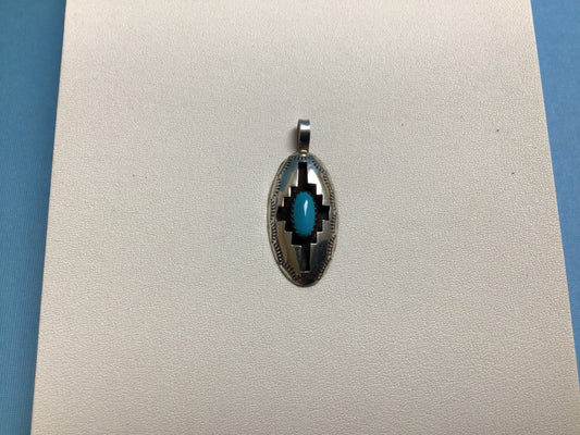 SS Oval Pendant with Turquoise Stone