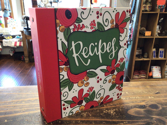 Red Floral Recipe Binder