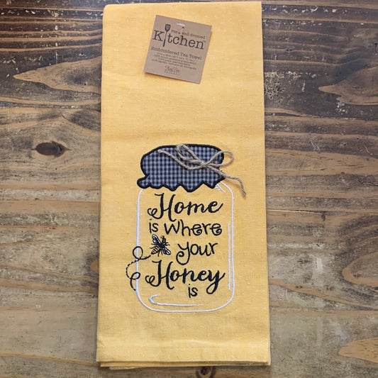 Honey Embroidered Tea Towel