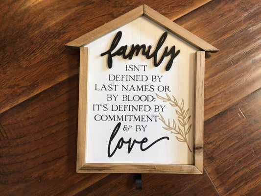 Wood House Shaped Family Wall Sign