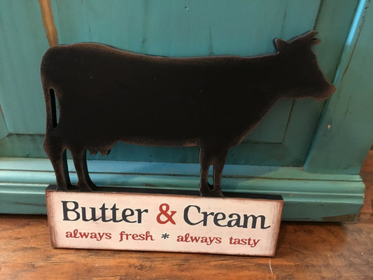 Butter/Cream Cow Wood Sign
