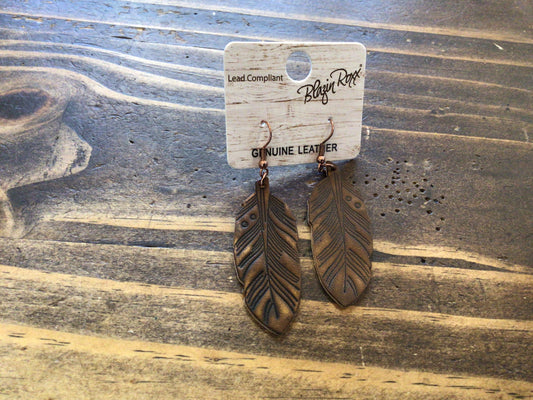 M&F Leather Feather Earrings