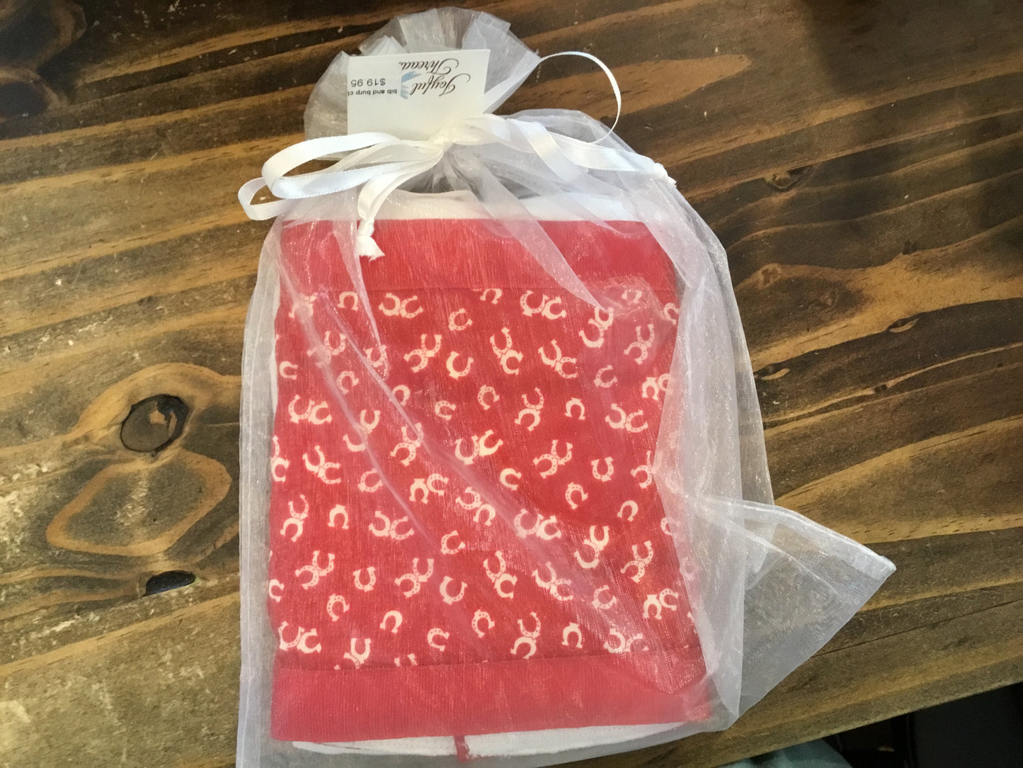 Red Horseshoes Bib & Burp Cloth Set