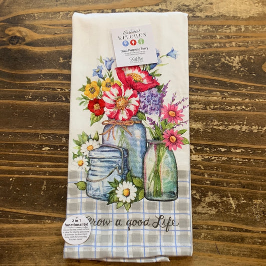 Floral Market Mason Jars Dual Purpose Towel