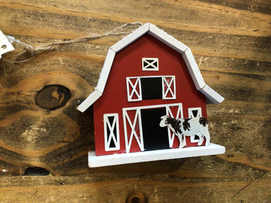 3D Red Barn Ornament