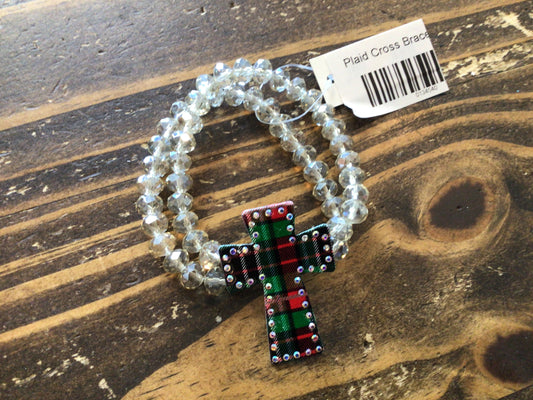 Plaid Cross Bracelet