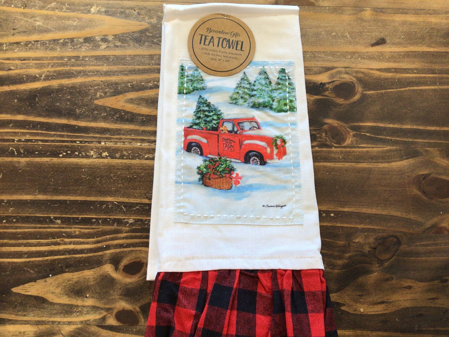 Red Truck Christmas Tea Towel