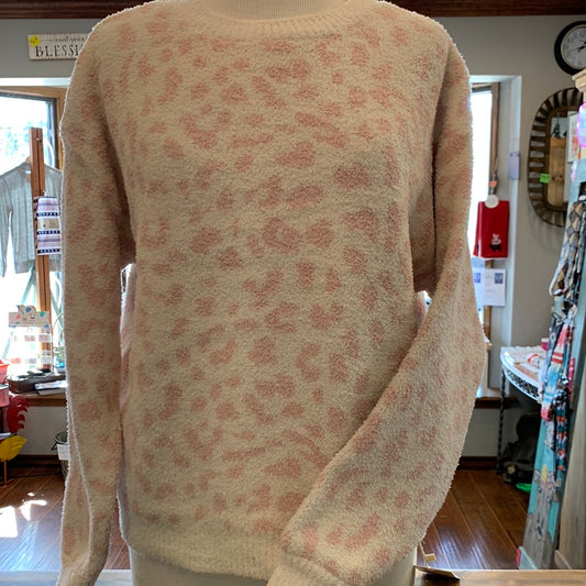 Comfyluxe Pink Soft Leopard Sweater