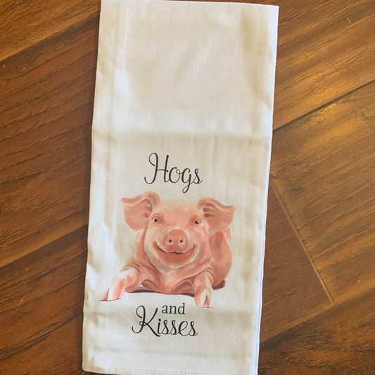 Hogs and Kisses Tea Towel