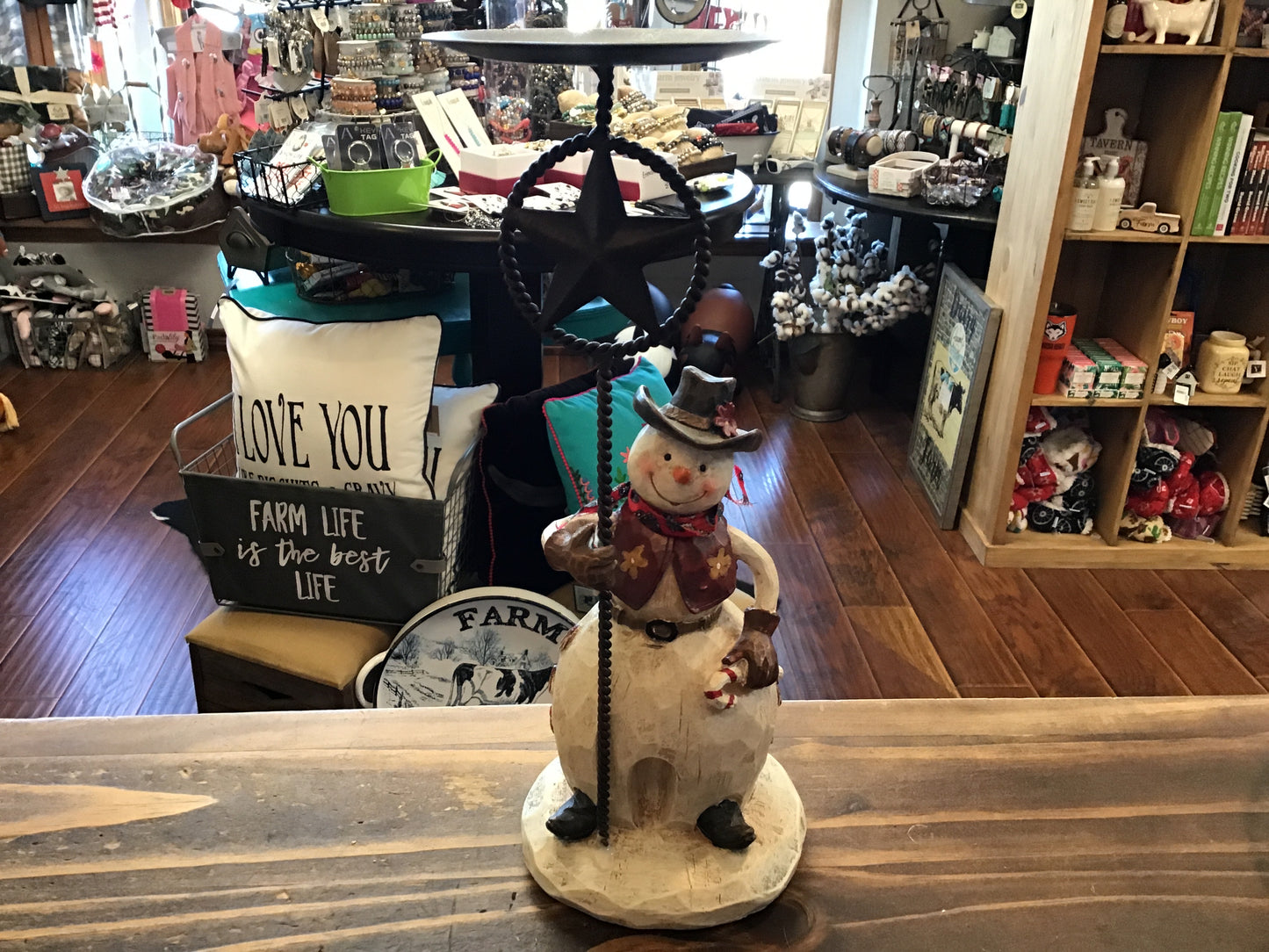 Cowboy Snowman Candle Holder