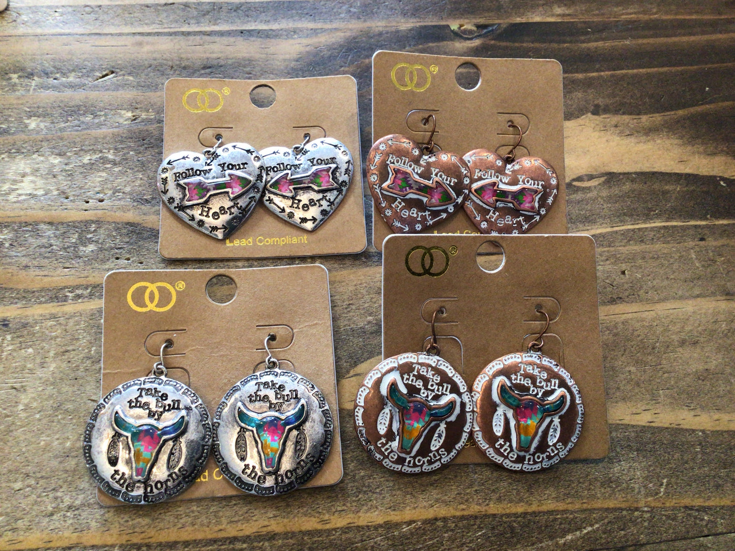 Assorted Metal Saying Earrings