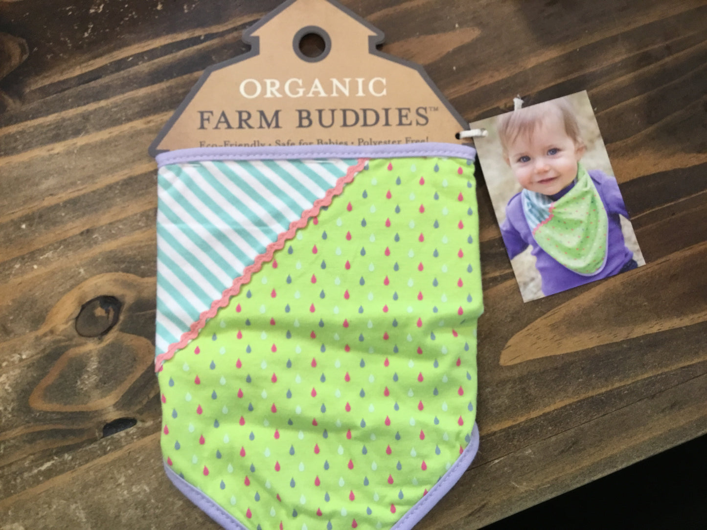 Organic Green Teardrop Bandana Bib