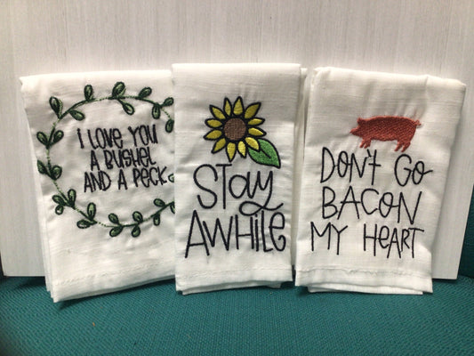Assorted White Tea Towels