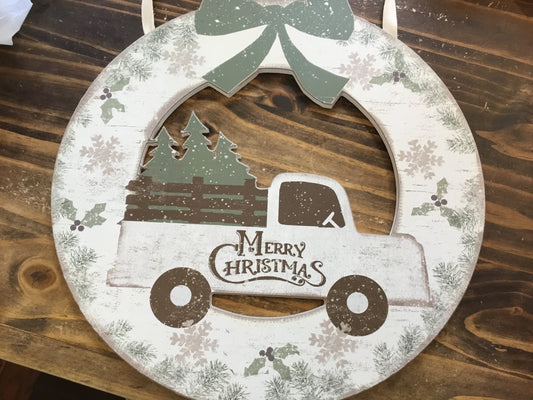 Merry Christmas Wood Wreath