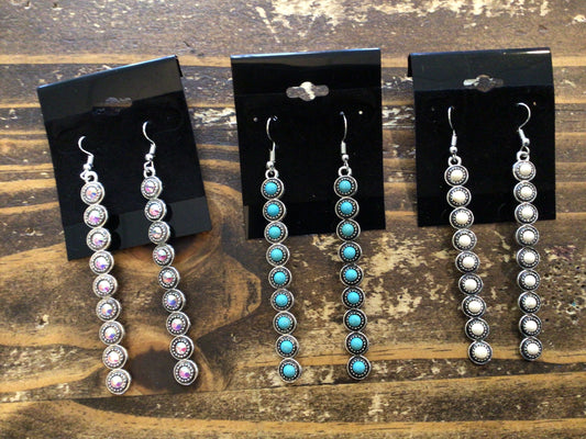 9 Stone Bar Earrings