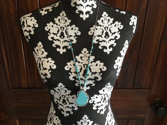Long Turquoise Stone Necklace