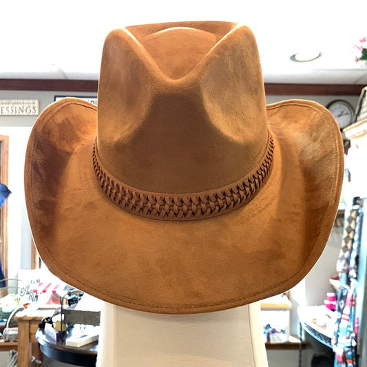 Tan Velvet Western Hat Leather Band
