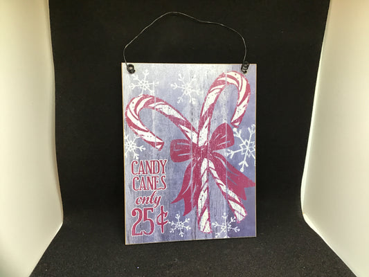 Candy Cane Wood Ornament