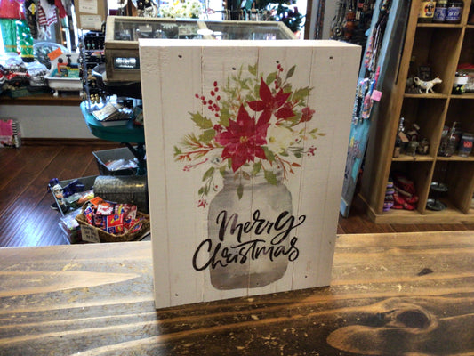 Floral Merry Xmas Box Sign