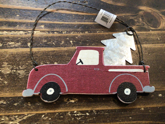 Red Truck Wood Ornament