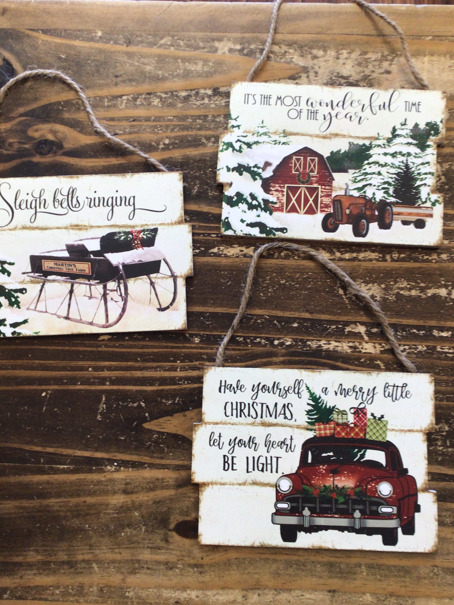 Wood Christmas Hanging Signs