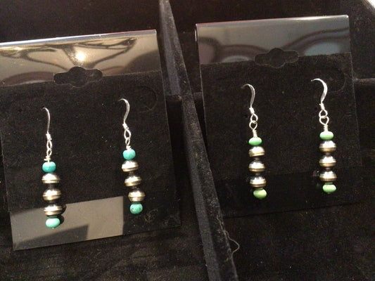 SS Turquoise Beaded Dangle Earrings