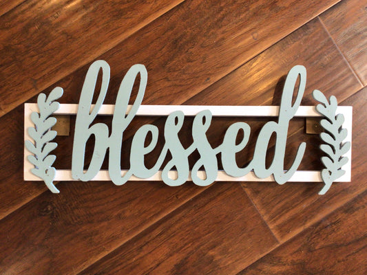 Wood Framed Blessed Wall Sign