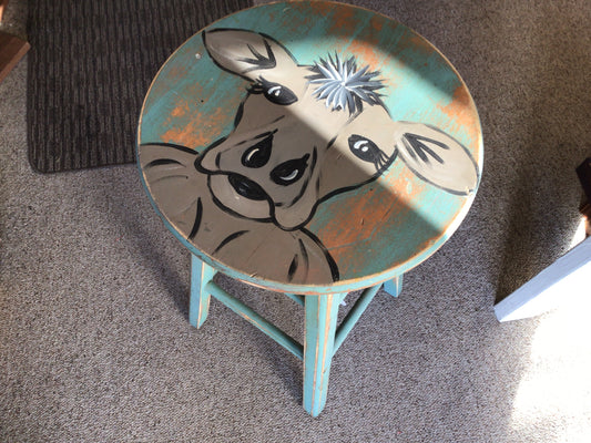 Hand Painted Cow Stool