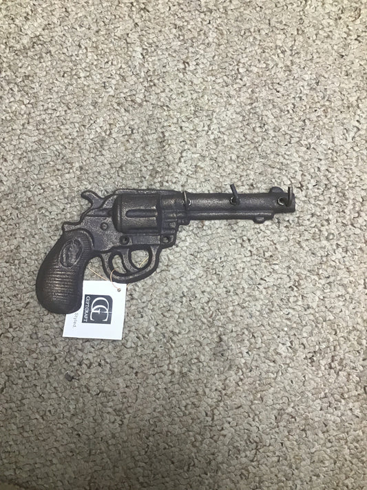 Cast Iron Handgun Wall Decor w/ Hooks