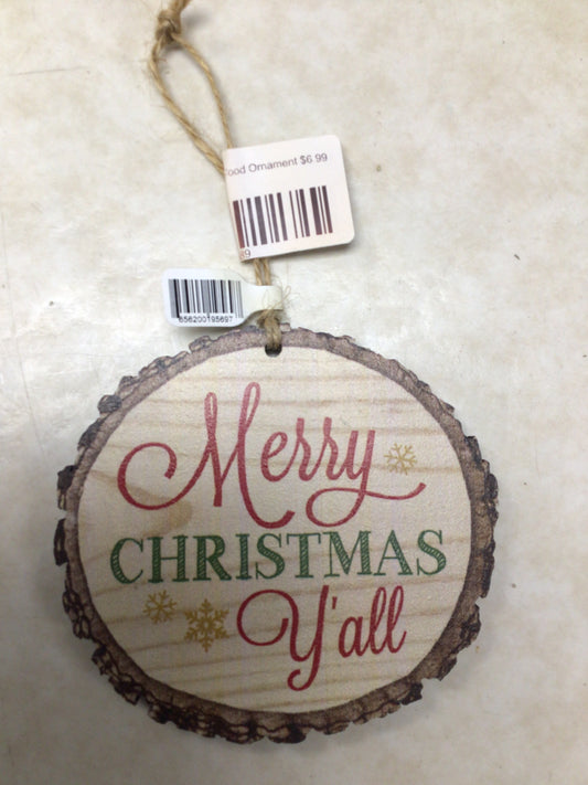 Merry Christmas Y’all Wood Ornament
