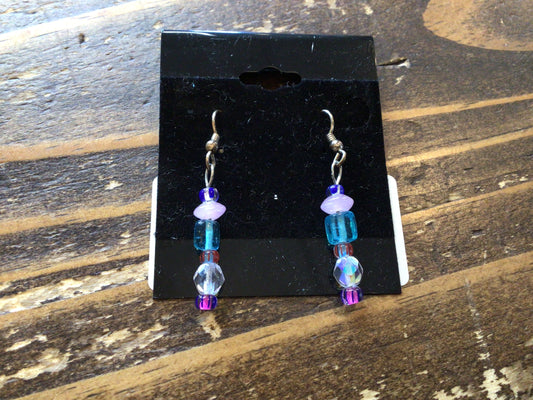 Clear Beaded Dangle Earrings